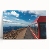 Black and white photograph of Pikes Peak on stretched canvas, suitable for kitchen wall art or bedroom decor.