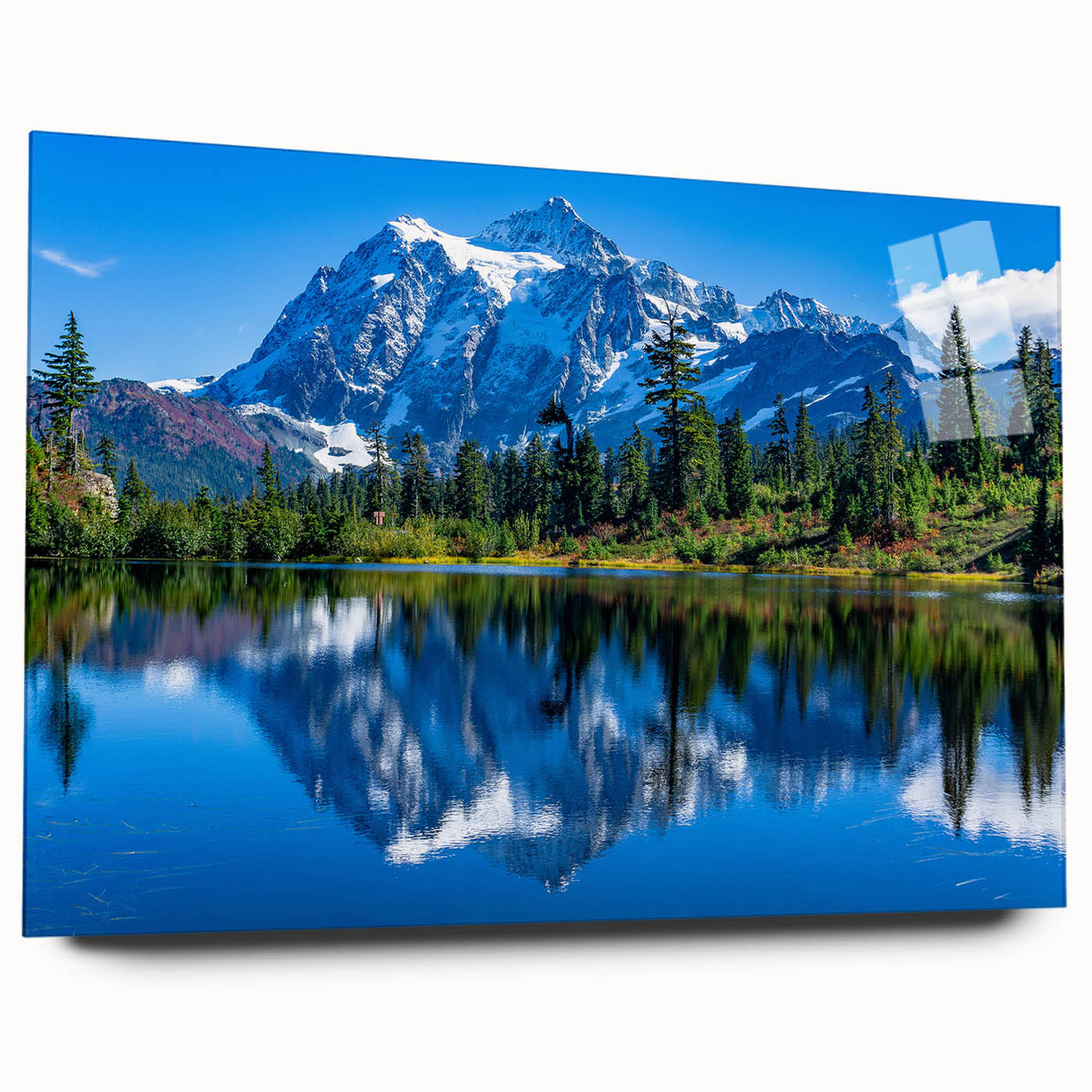 Acrylic print of the Rocky Mountains in muted earth tones, ideal for bedroom or dining room art.