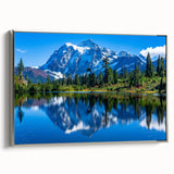 Landscape art painting of the Rocky Mountains, featuring vibrant colors on a framed canvas, ideal for living room decor.