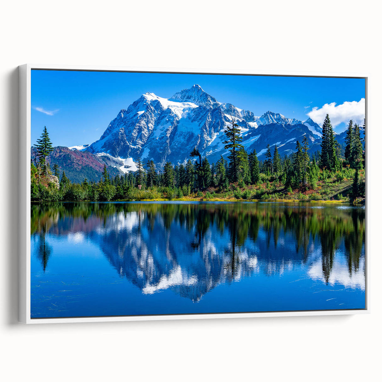 Vintage poster art of Colorado Rocky Mountains in vibrant colors on a framed canvas, ideal for living room decor.
