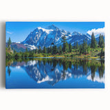 Black and white photographic print of the Rocky Mountains on stretched canvas, ideal for kitchen wall art.