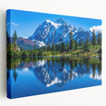 Rocky Mountain landscape on large stretched canvas with earthy green and brown tones, ideal for kitchen wall art.