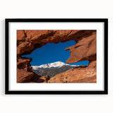 Extra large abstract art print of Colorado Springs with a textured finish in vibrant colors on a black framed canvas.