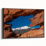 Black and white landscape art painting of Colorado Springs on framed canvas, suitable for bedroom decor.