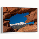 Vintage poster art of Colorado Springs on framed canvas, featuring colorful art in extra large size.