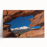 Black and white photo of Colorado Springs on stretched canvas, ideal for kitchen wall art.