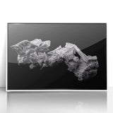 Art deco poster of Telluride, Colorado landscape in muted earth tones on a white framed acrylic.