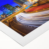 Art deco poster of Connecticut scenery in cool blue tones, printed on rolled canvas, suitable for dining room walls.