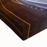 Black and white landscape art painting of a serene Connecticut scenery on a large stretched canvas.