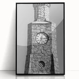 Large abstract wall art featuring a Daytona scenery in muted blue and white tones, acrylic print framed in black.