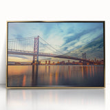 Large art print of a Delaware landscape in muted earth tones on a framed acrylic, suitable for modern nursery decor.