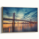 Framed canvas featuring a muted landscape of Delaware with vintage poster-inspired elements, ideal for bedroom wall decor.