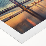 Art deco poster of Delaware scenery in muted blue and gray tones on rolled canvas, suitable for dining room wall art.