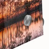 Mid-century modernist large abstract wall art of the Everglades in muted green and blue tones.