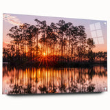 Acrylic print of the Everglades with lush greenery and reflective waters, suitable for bedroom or dining room decor.