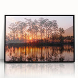 Large abstract wall art of the Everglades in muted greens and blues on a framed acrylic, suitable for modern art wall decor.