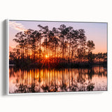 Vintage poster art of the Everglades with vibrant green and blue tones on a framed canvas, ideal for living room decor.