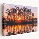 Everglades landscape on large stretched canvas featuring vivid green and blue tones, suitable for kitchen wall art.