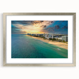 Textured art print of Fort Lauderdale with abstract design in muted blue and gray tones on a framed canvas.