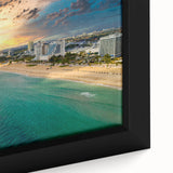 Framed canvas of Fort Lauderdale scenery in textured black with colorful accents, suitable for large living room walls.