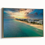 Framed canvas featuring a vintage-style landscape painting of Fort Lauderdale in muted gold and black tones.