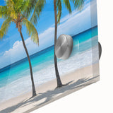 Acrylic print of a large abstract depiction of the Florida Keys in mid-century modernist style.