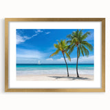 Extra large abstract art print of the Florida Keys in textured style, with vibrant blue and green hues on a framed gold mat.