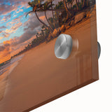 Large abstract wall art depicting Palm Beach with vibrant colors on acrylic glass, ideal for dining room ambiance.