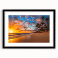 Extra large abstract art print featuring a vibrant, colorful depiction of Palm Beach on a textured canvas, framed in black.