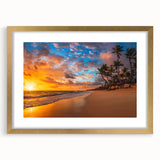 Abstract art print of Palm Beach with textured design in gold frame, ideal for extra large wall art in living rooms.
