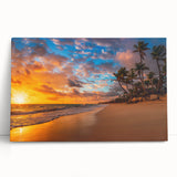 Black and white photo of Palm Beach on stretched canvas, ideal for kitchen wall art or bedroom ambiance.