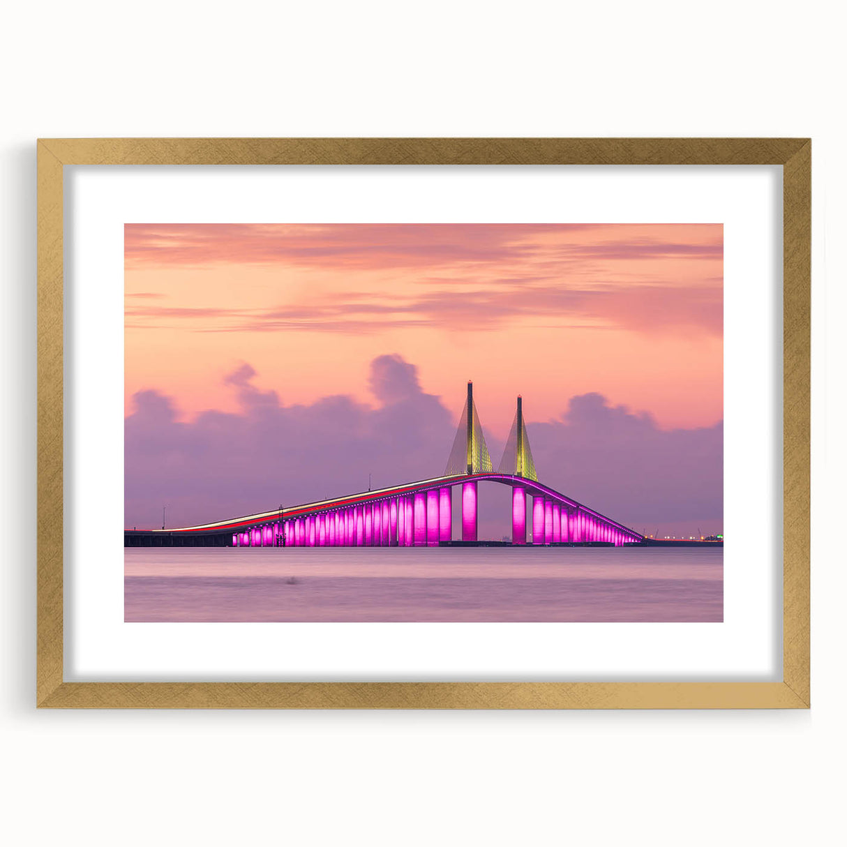 Extra large abstract art print of Tampa scenery in textured style, featuring muted earth tones on a framed canvas.