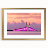 Extra large abstract art print of Tampa scenery in textured style, featuring muted earth tones on a framed canvas.