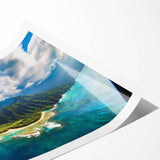 Extra large rolled print of line art flowers with a focus on Hawaiian scenery in soft earth tones.