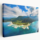 Vivid landscape of Kauai, Hawaii on stretched canvas, ideal for kitchen wall art.