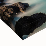 Black and white landscape painting of Maui on stretched canvas, ideal for bedroom wall art.