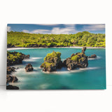 Black and white stretched canvas of a scenic Maui coastline, ideal for kitchen wall art or bedroom ambiance.