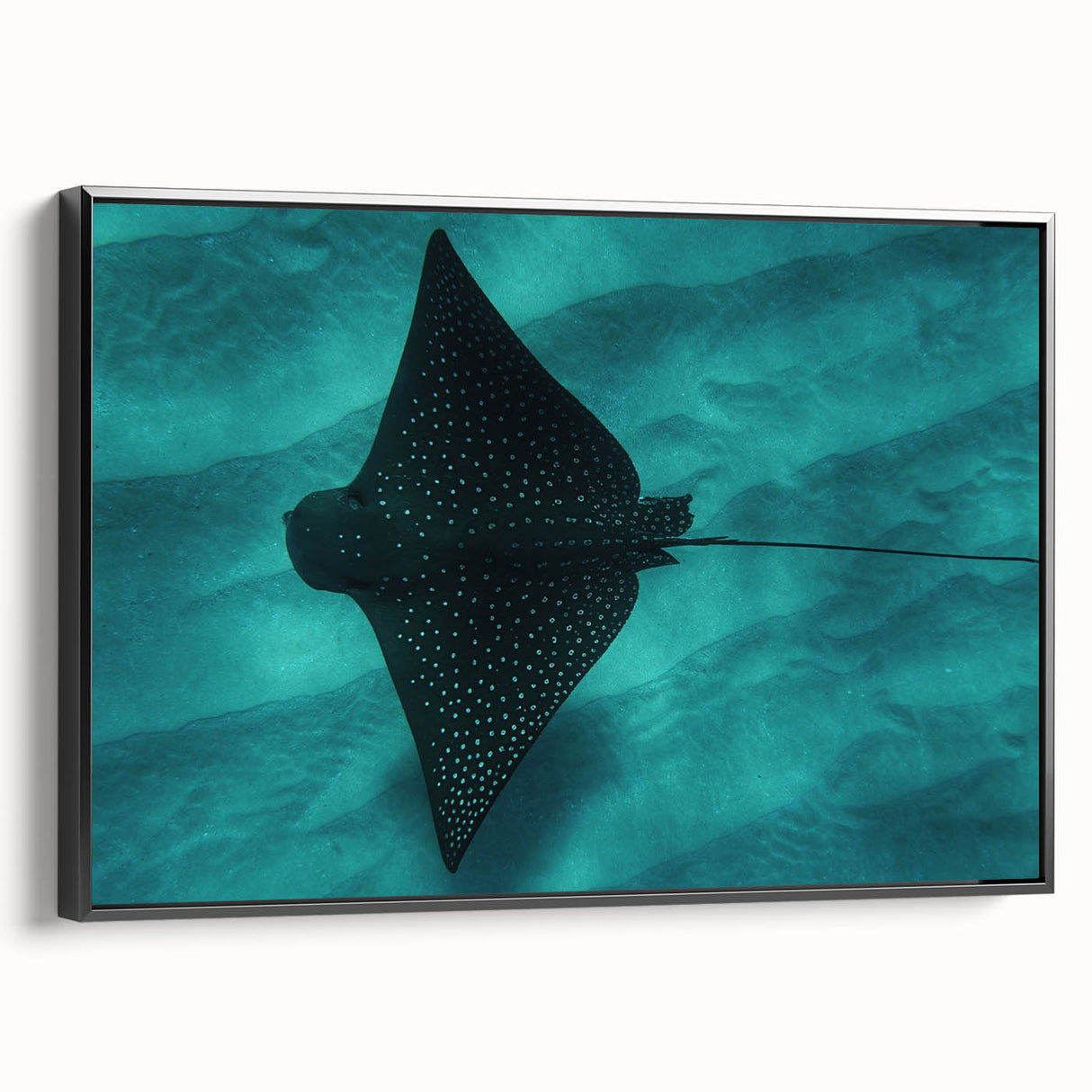 Black and white landscape art painting of Oahu, Hawaii on framed canvas, ideal for bedroom wall decor.