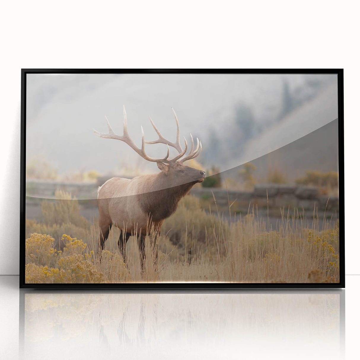 Large abstract wall art depicting Idaho scenery in muted earth tones on a framed acrylic, ideal for modern living room decor.