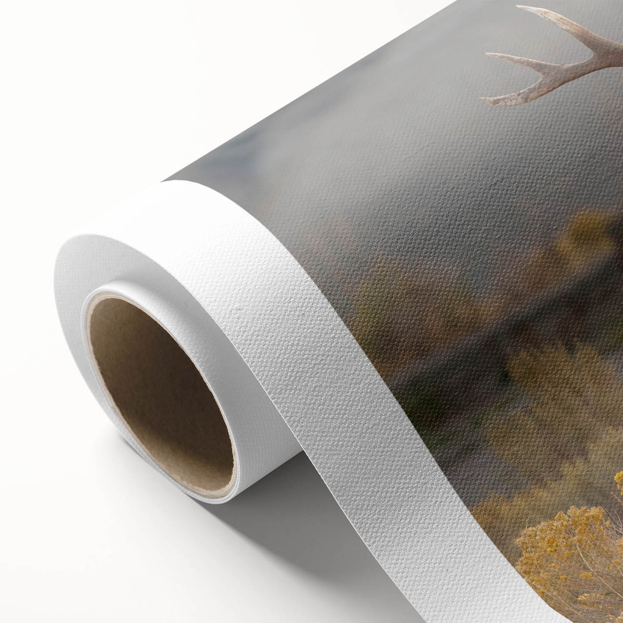 Art deco-style poster depicting Idaho scenery in muted green and brown tones on rolled canvas, ideal for nursery wall art.