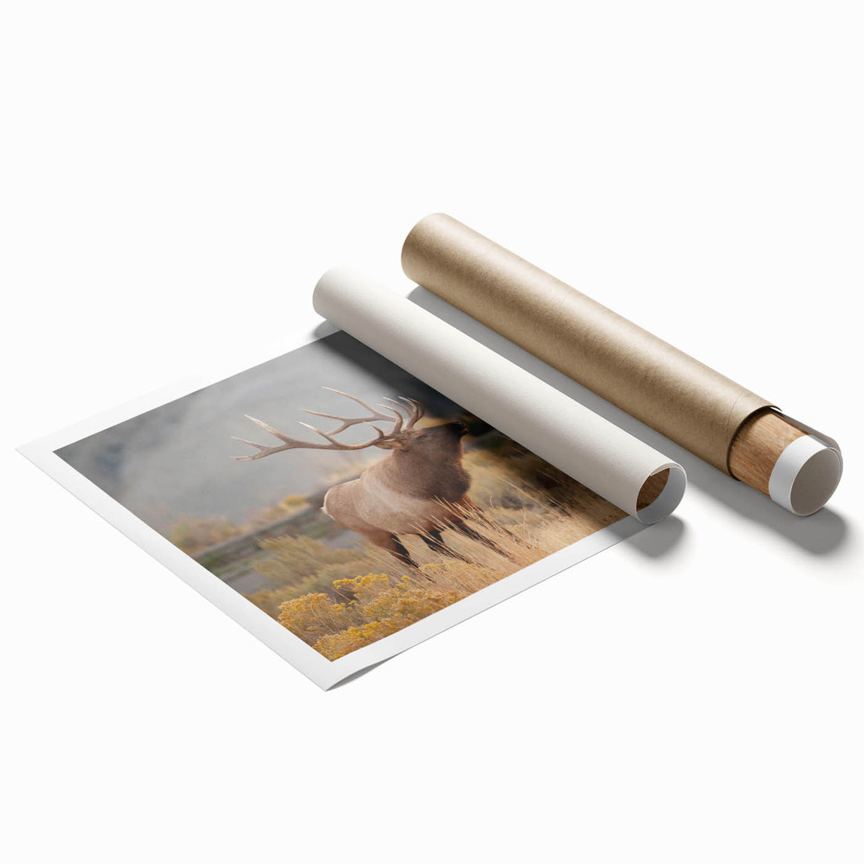 Extra large rolled print of Idaho scenery with vibrant floral elements, ideal for large living room or classy bathroom decor.