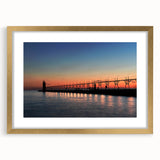 Extra large wall art featuring an abstract depiction of Lake Michigan in textured blues and greens, framed in gold.