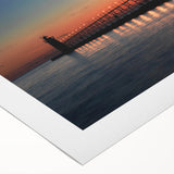 Art deco poster of Lake Michigan, featuring a muted blue and grey palette on rolled canvas, suitable for dining room decor.