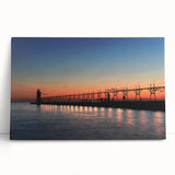 Black and white photo of Lake Michigan, large stretched canvas, ideal for kitchen wall art or bedroom ambiance.
