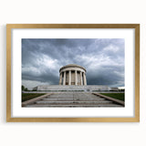 Extra large abstract art print of textured Indiana scenery in muted earth tones, framed with a gold mat.