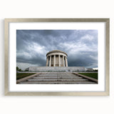 Textured abstract art print of Indiana scenery in muted earth tones, framed with a silver mat, suitable for bedroom decor.