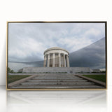 Acrylic print of Indiana landscape in mid-century modernist style, using earth tones, ideal for modern art wall decor.