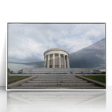 Framed acrylic print of an art deco style Indiana landscape in pastel colors, suitable for nursery wall art.