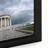 Framed canvas of a textured Indiana scenery in black with colorful art accents, ideal for living room decor.