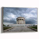 Framed canvas of a vintage Indiana landscape painting in muted colors, ideal for living room decor.